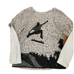 Route 66 Youth Skater T-Shirt Size XLH Graphic Print Layered Look Gray